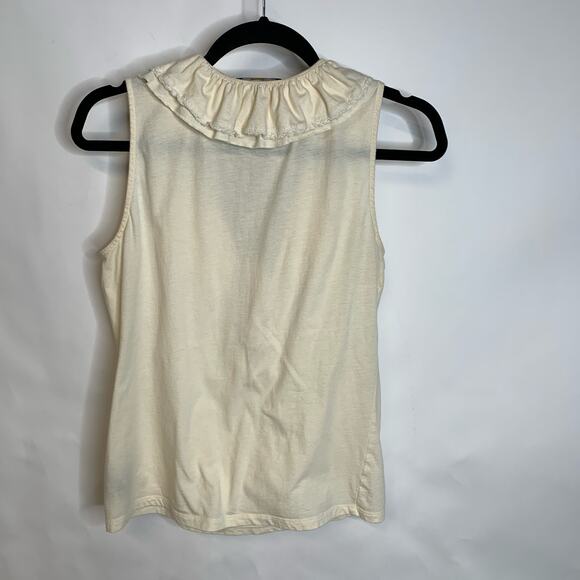 Lauren Ralph Lauren Cream Ruffle Sleeveless Blouse Sz Small - Picture 4 of 5